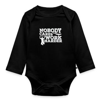 Nobody cares Work Harder Fitness Workout - Baby Bio-Langarm-Body - Schwarz - Vorne