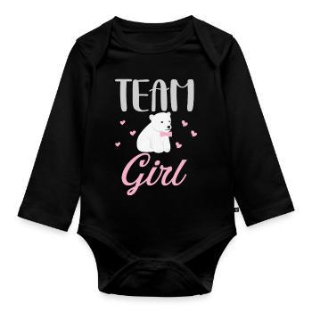 Team girl cadeau original baby shower - Body Bébé bio manches longues - noir - Devant