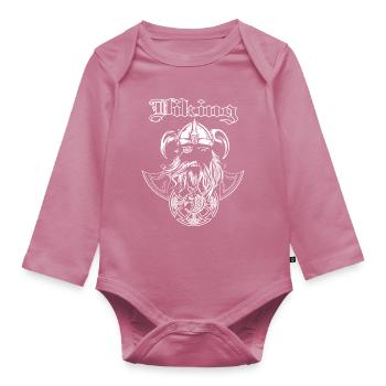 Viking Wikinger mit Schild und Axt - Baby Bio-Langarm-Body - Mauve - Vorne