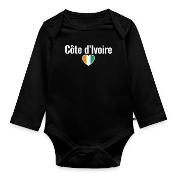 Côte d’Ivoire Drapeau ivoirien Ivoiriens - Body Bébé bio manches longues - noir - Devant