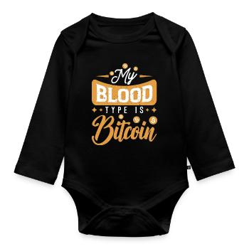 Bitcoin BTC Crypto Blockchain Coin Exchange Coin - Body Bébé bio manches longues - noir - Devant
