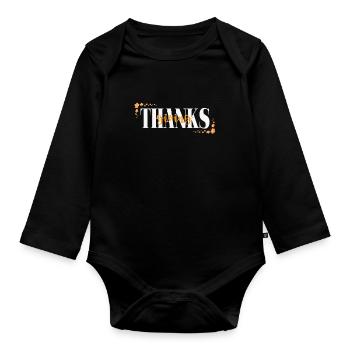 Thanksgiving Familie USA Amerika Feiertag - Baby Bio-Langarm-Body - Schwarz - Vorne