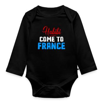 Habibi Come To France - Organic Longsleeve Baby Bodysuit - black - Front