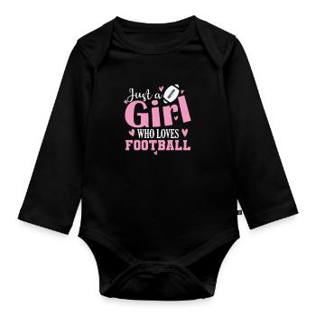 Juste une fille qui aime le sport de football - Body Bébé bio manches longues - noir - Devant