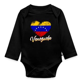 Venezuela Love - Organic Longsleeve Baby Bodysuit - black - Front