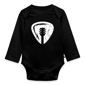 Plectre d’instrument de musique de guitare - Body Bébé bio manches longues - noir - Devant