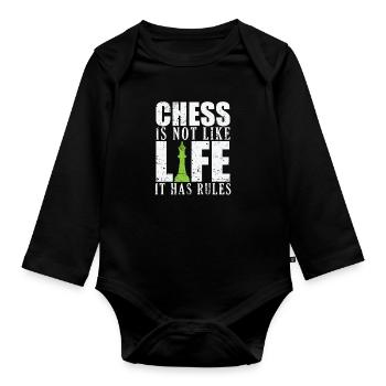 Chess is not like Life it has Rules Schach - Organic Longsleeve Baby Bodysuit - black - Front