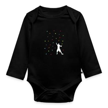 Bouldern Hobby Klettern Kraft und Fitness - Baby Bio-Langarm-Body - Schwarz - Vorne