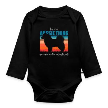 Cadeau de berger australien - Body Bébé bio manches longues - noir - Devant