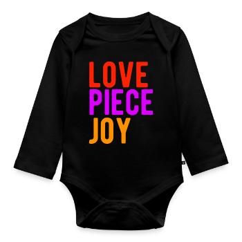 Love Piece Joy - Organic Longsleeve Baby Bodysuit - black - Front