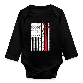 usa flag wind turbine Design for a usa enthusiast - Baby Bio-Langarm-Body - Schwarz - Vorne