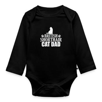 British Shorthair Cat Dad Haustier Katze - Baby Bio-Langarm-Body - Schwarz - Vorne