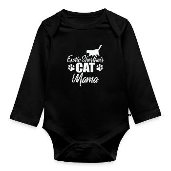 Exotic Shorthair Cat Mama British Cat - Organic Longsleeve Baby Bodysuit - black - Front