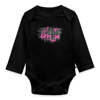 Crosses Pattern I love your heart - Organic Longsleeve Baby Bodysuit - black - Front