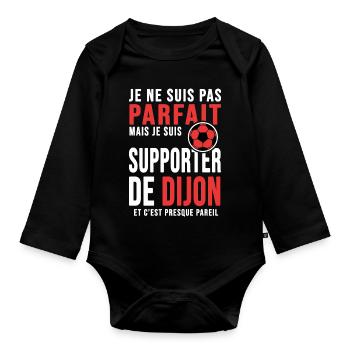supporter foot Dijon humour football dijonnais - Body Bébé bio manches longues - noir - Devant