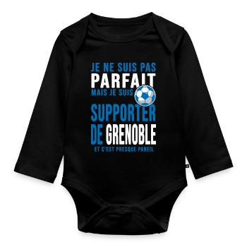 supporter football Grenoble humour foot grenoblois - Body Bébé bio manches longues - noir - Devant