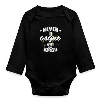 Signe du zodiaque Ne jamais se disputer avec une Vierge - Body Bébé bio manches longues - noir - Devant
