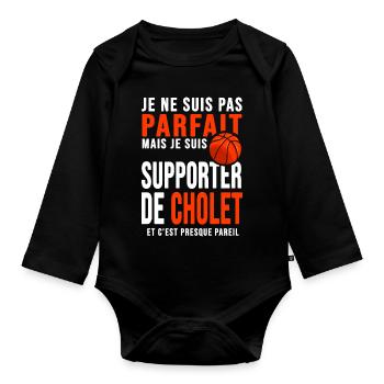 basketball supporter club basket ball cholet - Body Bébé bio manches longues - noir - Devant