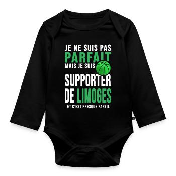 basketball supporter club basket ball limoges - Body Bébé bio manches longues - noir - Devant