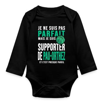 basketball supporter club basket ball Pau Orthez - Body Bébé bio manches longues - noir - Devant