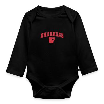 Carte de l’Arkansas avec coeur USA Amérique - Body Bébé bio manches longues - noir - Devant