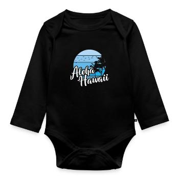 Hawaii Aloha USA America - Organic Longsleeve Baby Bodysuit - black - Front