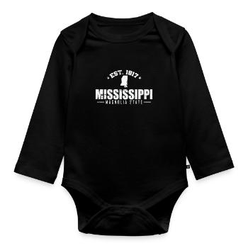 Mississippi Est. 1817 Magnolia State USA - Organic Longsleeve Baby Bodysuit - black - Front