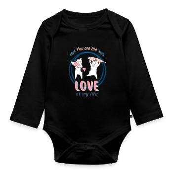 Katzen und Fische Liebe - Baby Bio-Langarm-Body - Schwarz - Vorne