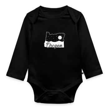 Contour de la carte de l’Oregon avec skyline USA Amérique - Body Bébé bio manches longues - noir - Devant