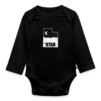 Utah Karte mit Skyline USA Amerika - Baby Bio-Langarm-Body - Schwarz - Vorne
