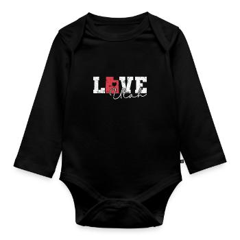 Utah Love USA Amerika Bundesstaat - Baby Bio-Langarm-Body - Schwarz - Vorne
