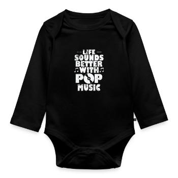 La vie sonne mieux avec les stars de la musique pop - Body Bébé bio manches longues - noir - Devant