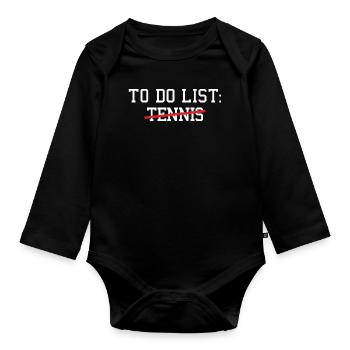 Sport To Do List Tennis - Baby Bio-Langarm-Body - Schwarz - Vorne