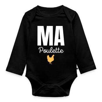 ma poulette - Body Bébé bio manches longues - noir - Devant