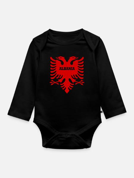 albania Albanian Eagle - Organic Longsleeve Baby Bodysuit - black