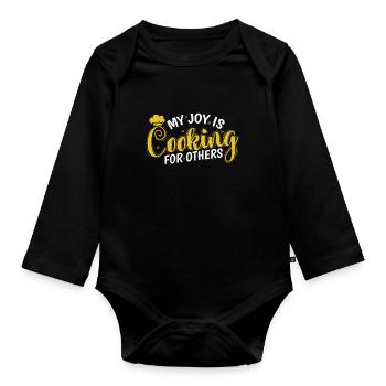 My Joy is Cooking for others Koch Hobby - Organic Longsleeve Baby Bodysuit - black - Front
