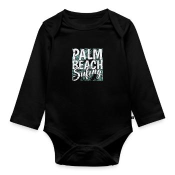Palm Beach Surfing Tree Environnement de vacances - Body Bébé bio manches longues - noir - Devant