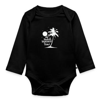 Oh sweet Summer Time Baum Palme Urlaub - Baby Bio-Langarm-Body - Schwarz - Vorne
