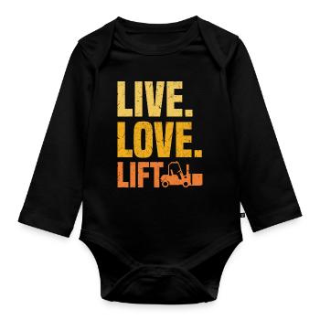 Forklift driver - Organic Longsleeve Baby Bodysuit - black - Front