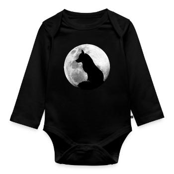 Fuchs im Vollmond Wald Tiere Fuchs - Baby Bio-Langarm-Body - Schwarz - Vorne