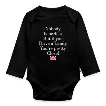 Drive a Landy - Organic Longsleeve Baby Bodysuit - black - Front