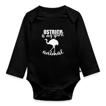Ostrich is my Spirit Animal Vogel Strauß - Baby Bio-Langarm-Body - Schwarz - Vorne
