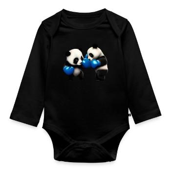 Combattre les pandas - Body Bébé bio manches longues - noir - Devant