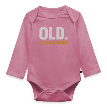 Old 90 Years Edition 90th Birthday Gift Idea - Organic Longsleeve Baby Bodysuit - mauve - Front