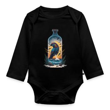 Parrot Bottle - Organic Longsleeve Baby Bodysuit - black - Front