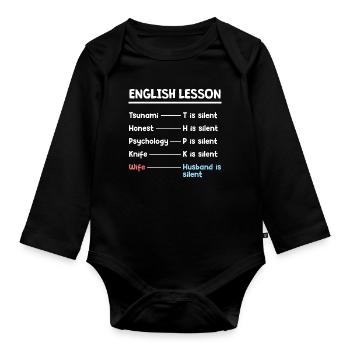 Vatertag Ehemann Design - Baby Bio-Langarm-Body - Schwarz - Vorne