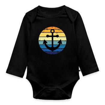 Anchor Vintage Seafaring Lake Sea Anchor - Body Bébé bio manches longues - noir - Devant