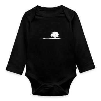 Arbre dans le champ feuilles de nature - Body Bébé bio manches longues - noir - Devant