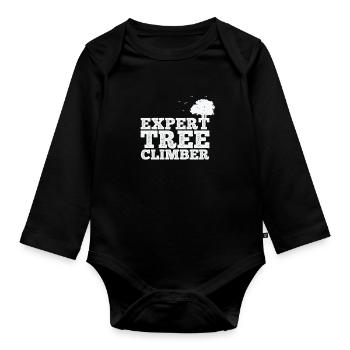 Expert Tree Climber Natur Wälder Blätter - Baby Bio-Langarm-Body - Schwarz - Vorne