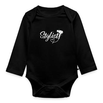 Styliste Coiffeur Profession Coupe de cheveux - Body Bébé bio manches longues - noir - Devant
